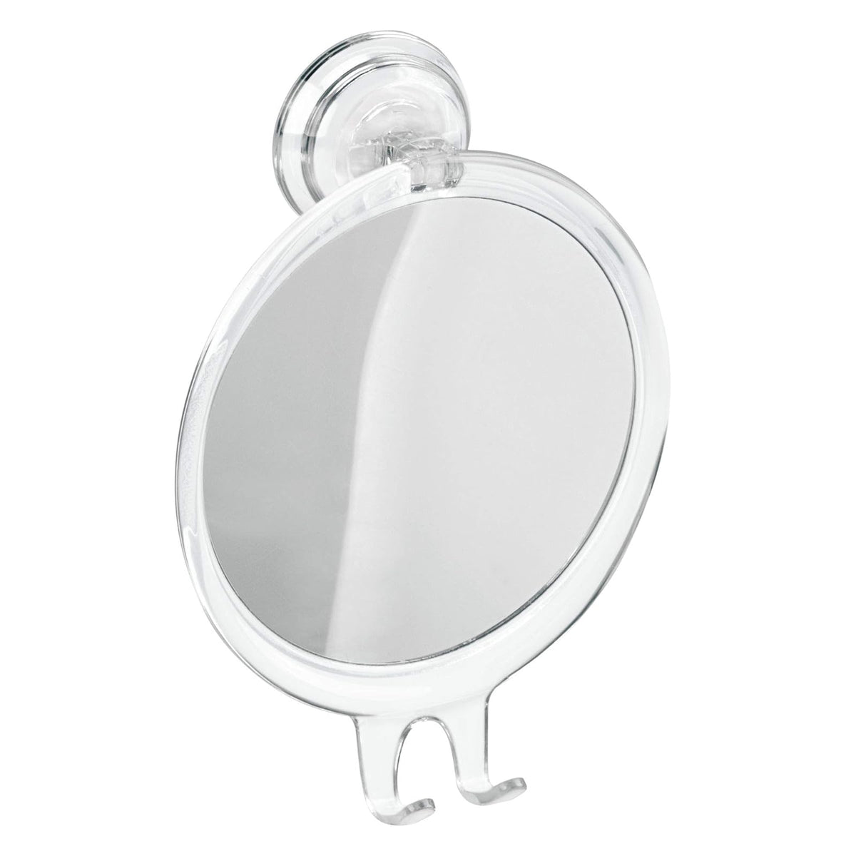 InterDesign Power Lock Espejo de baño para afeitarse, Espejo de Maquillaje a Prueba de roturas en plástico con Ventosa Resistente, Transparente