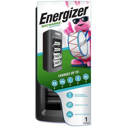 Energizer Recharge Universal Charger charges 8 AA/AAA, 4 C/D or 1 9V NiMH Batteries