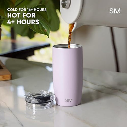 Simple Modern Taza de Café para Viajes con Tapa Abatible | Taza de Café Helado de Acero Inoxidable Aislada | Regalos para Mujeres & Hombres | Voyager Colección | 470ml | Slumberland
