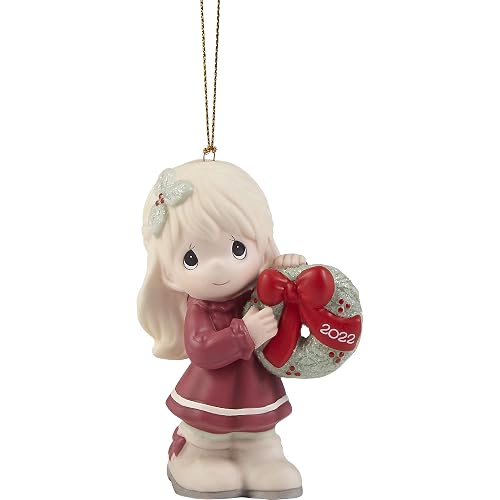 Precious Moments 221002 May Your Christmas Wishes Come True 2022 - Adorno de Porcelana con Fecha para niña