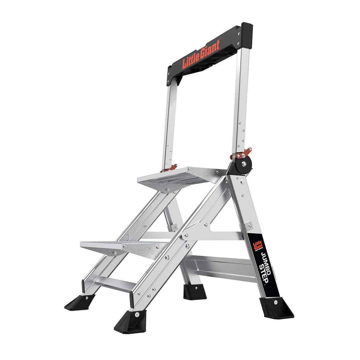 Little Giant Ladders, Jumbo Step, 2 pasos, 2 pies, taburete escalonado, aluminio, tipo 1AA, clasificación de peso de 370 libras, (11902), color plateado - 2 step