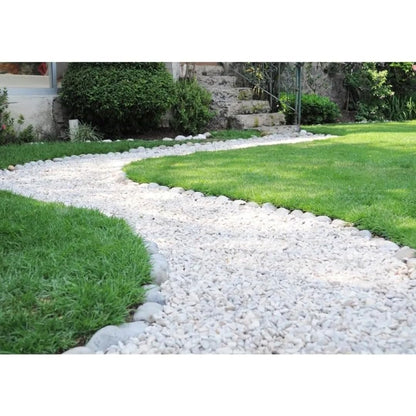 Pisumma | Piedra Bola Blanca Decorativa para Jardín 20 kg (2”–4”) | Piedra Natural para Paisajismo, Senderos y Macetas | Mejora Drenaje, Controla Malezas y Aporta Luminosidad