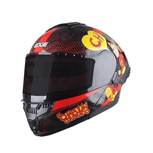 Casco Modular - Chapulin - Visor Anti Baho Motocicleta Marca Edge - Visor Doble ANTIVAHO Certificado Dot Moto - Cascos Motocross Pegatina Pegatinas Protector Mujer Hombre