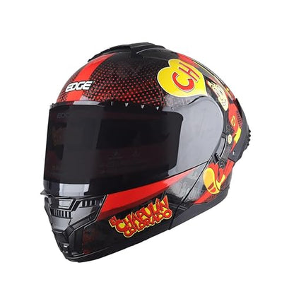 Casco Modular - Chapulin - Visor Anti Baho Motocicleta Marca Edge - Visor Doble ANTIVAHO Certificado Dot Moto - Cascos Motocross Pegatina Pegatinas Protector Mujer Hombre