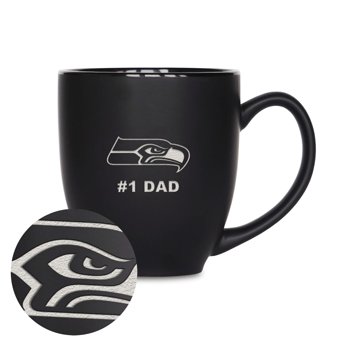 Rico Industries Taza de Cerámica NFL Grabada con Láser 16 oz - Seattle Seahawks
