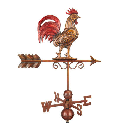 Good Directions Bantam Red Rooster Cobre Vartana con acabado a mano, pátina multicolor