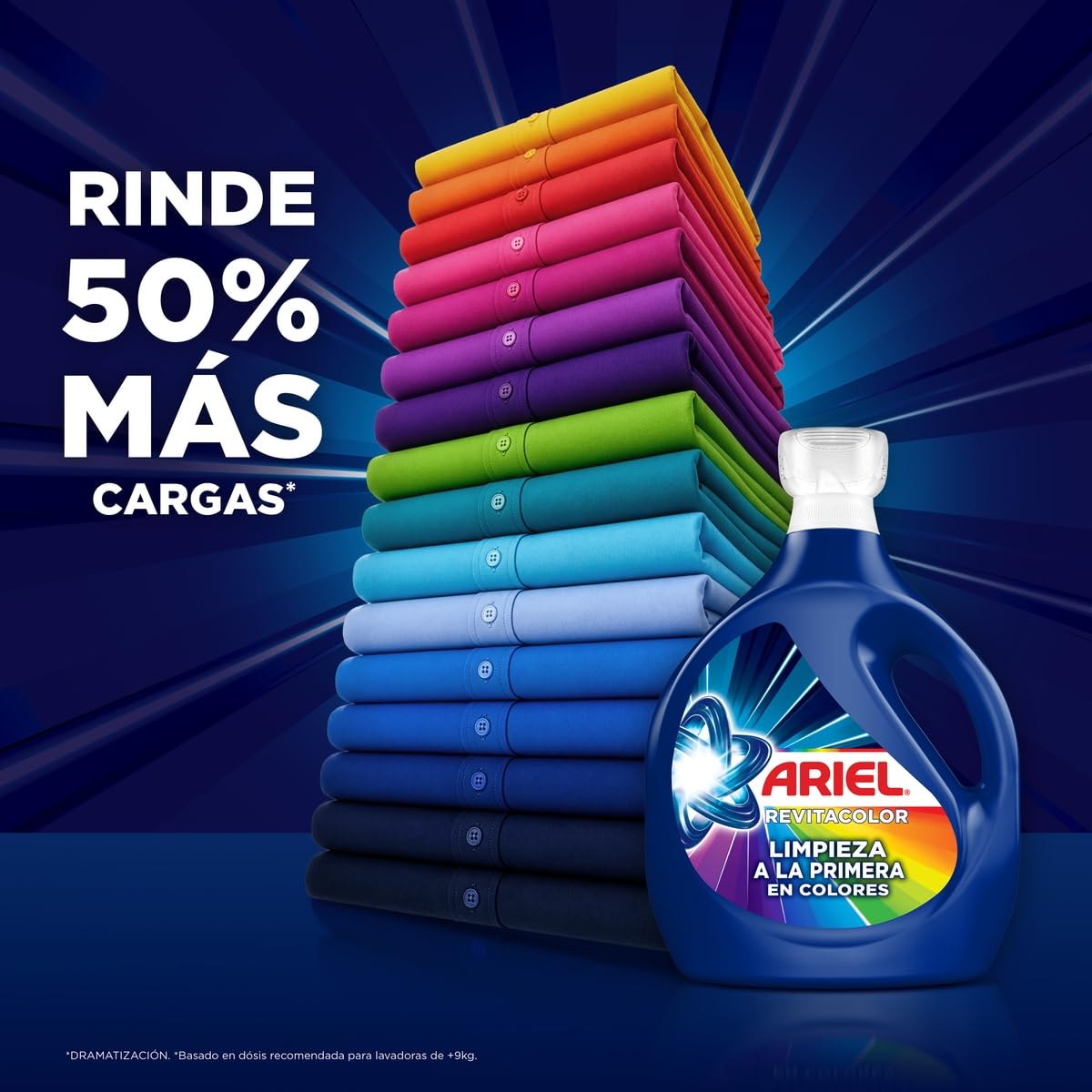 Ariel Revitacolor Detergente Líquido, Jabón Líquido para Ropa 4.8L