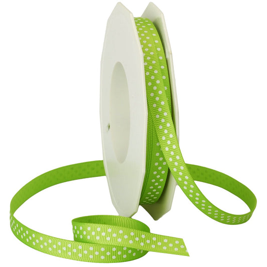 Morex Cinta de grogrén de poliéster con lunares suizos, carrete de 3/8 pulgadas por 20 yardas, lima