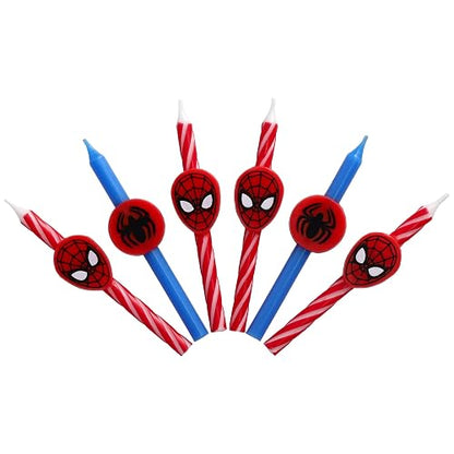 Marvel's Spider-Man™ - Velas de cumpleaños para tartas, 6 velas de cumpleaños para decoración de pasteles, velas rojas y azules, decoraciones para tartas para fiestas de Spiderman