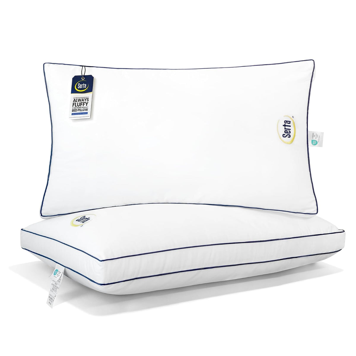 Serta Hotel Collection - Juego de 2 Almohadas de Cama tamaño King, Funda de algodón 100% de 400 Hilos, Suave Apoyo Reforzado, Almohada Alternativa para Espalda, estómago o Lateral, 18 x 34 x 2