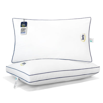 Serta Hotel Collection - Juego de 2 Almohadas de Cama tamaño King, Funda de algodón 100% de 400 Hilos, Suave Apoyo Reforzado, Almohada Alternativa para Espalda, estómago o Lateral, 18 x 34 x 2