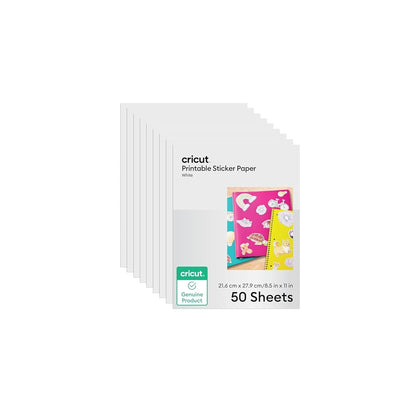 Cricut Papel Calcomanía Imprimible 50 Sheets | 50 unidades, tamaño carta EE. UU., 8.5 x 11 pulgadas