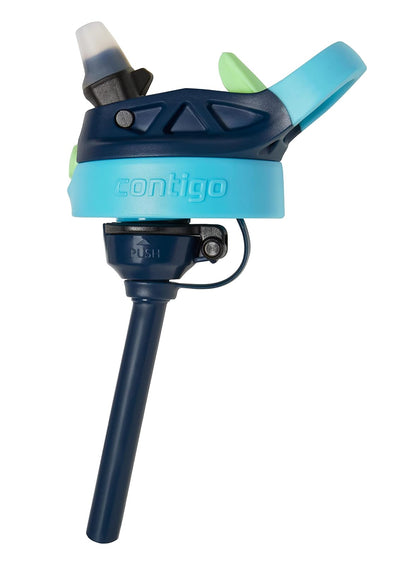 Contigo - Botella de agua para niños con popote, 14 onzas, paquete de 2, arándanos y frambuesa azul con cosmos, ideal para la escuela y el hogar