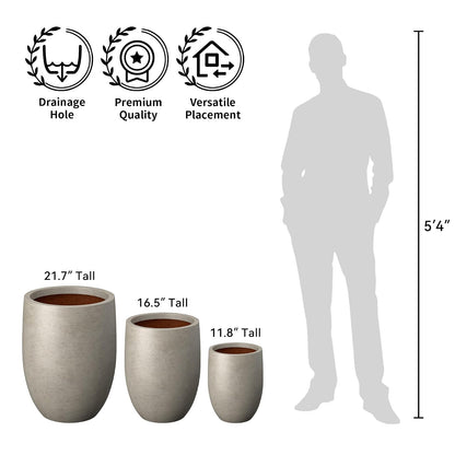 Kante Maceta de hormigón de 11.8 Pulgadas de Alto, Maceta Grande para Interiores y Exteriores con Drenaje, Acabado de hormigón Desgastado Suave con Interior Pintado, Ideal para Porche, hogar, jardín