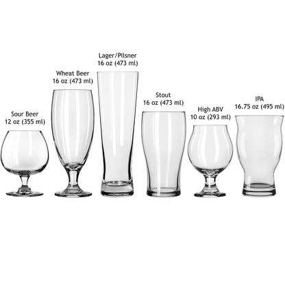 Libbey - Vasos de Cerveza Variados, Versátiles, Premium, para Pilsner, Stout, Lager, IPA y más, Set de 6, Vidrio, 16.75 Onzas