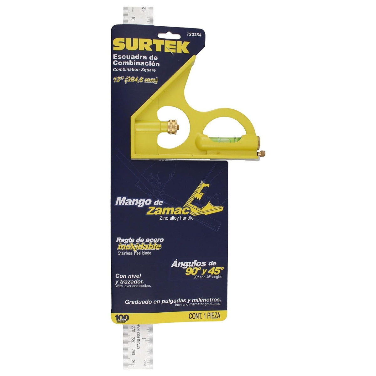 Surtek 122254 Escuadra de Combinación con Mango Zamac 12"