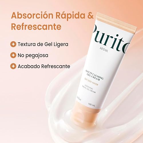 PURITO crema hidratante facial en gel con avena sativa 100 ml - gel hidratante facial para piel grasa y mixta - crema ligera calmante para rostro - skincare coreano