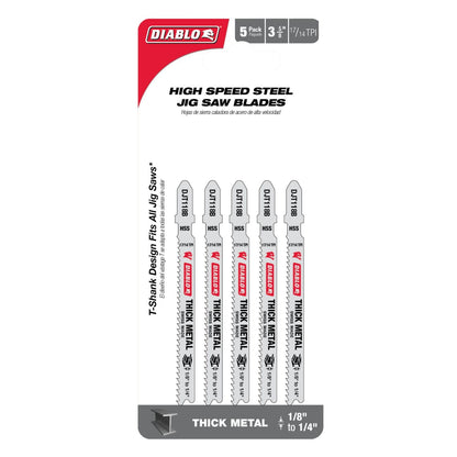 Diablo DJT118B5 3-5/8 pulgadas. 17/14 TPI - Hojas de sierra de acero de alta velocidad para metal grueso (5 unidades)
