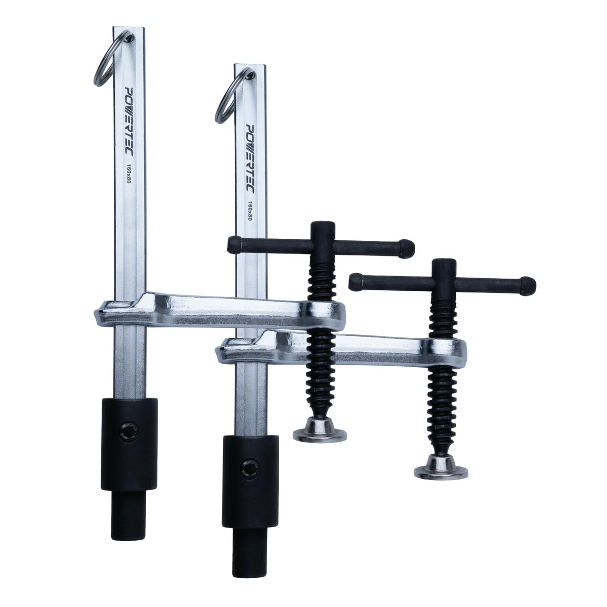 POWERTEC - Abrazadera de soldadura con mango en T - Apertura máxima de 6-1/2 pulgadas, profundidad de garganta de 3-1/4 pulgadas, se adapta a agujeros de mesa de soldadura de 16 mm, abrazadera de