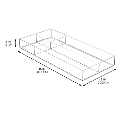 InterDesign 40850 Clarity Cosmetic Drawer Organizer for Vanity Cabinet to Hold Makeup, Beauty Products, Clear, 8 x 16 x 2