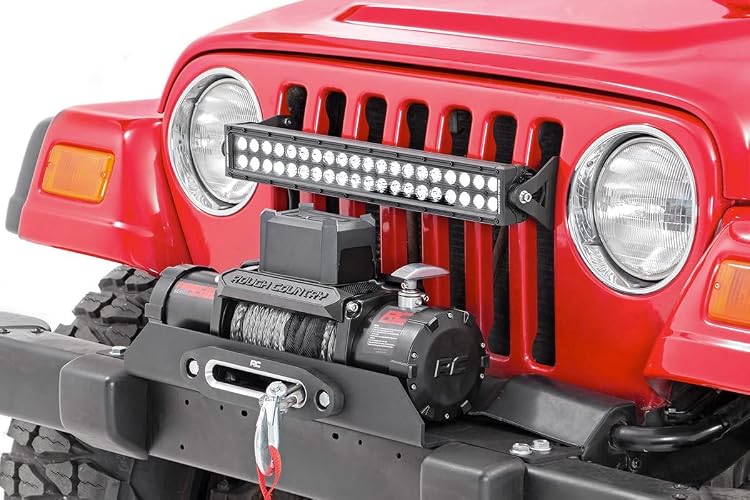 Rough Country - Placa de Montaje para Jeep Wrangler TJ/YJ - 1189 1987-2006, Frontal, Color Negro