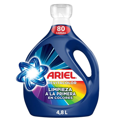 Ariel Revitacolor Detergente Líquido, Jabón Líquido para Ropa 4.8L