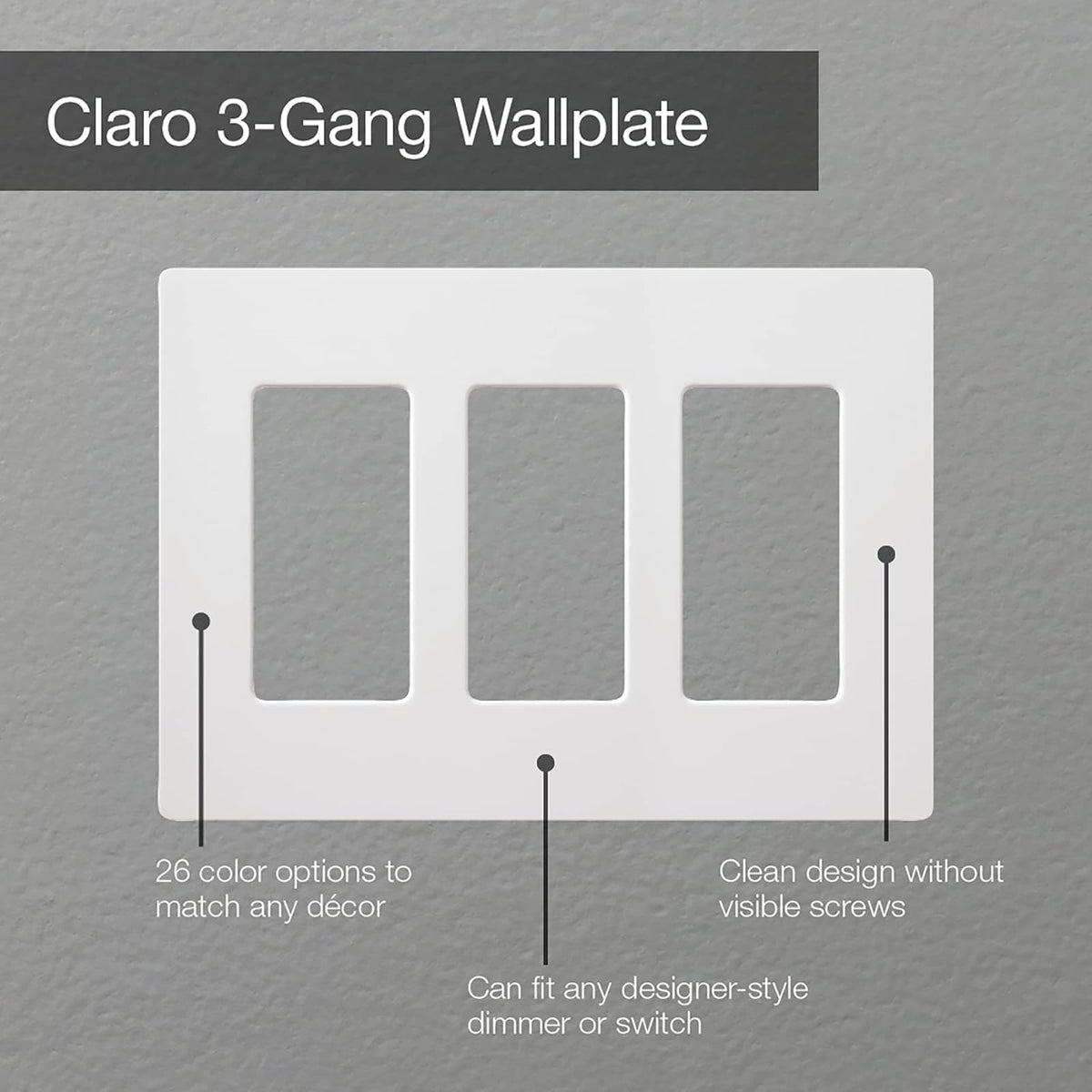 Lutron Claro Placa de pared de 3 pines, 1 paquete, Marrón