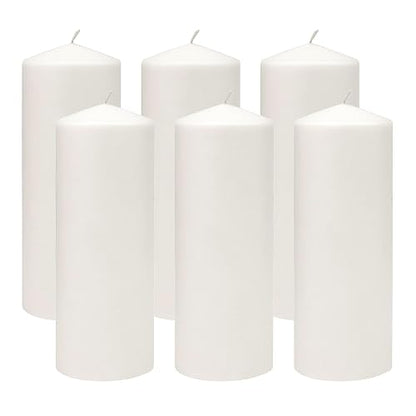 Stonebriar - Velas altas blancas sin perfume, pilares de vela de 80 horas, perfectas para decoración, bodas, emergencias, 3 x 8 pulgadas, 6 unidades
