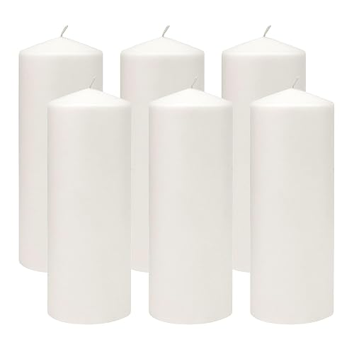 Stonebriar - Velas altas blancas sin perfume, pilares de vela de 80 horas, perfectas para decoración, bodas, emergencias, 3 x 8 pulgadas, 6 unidades