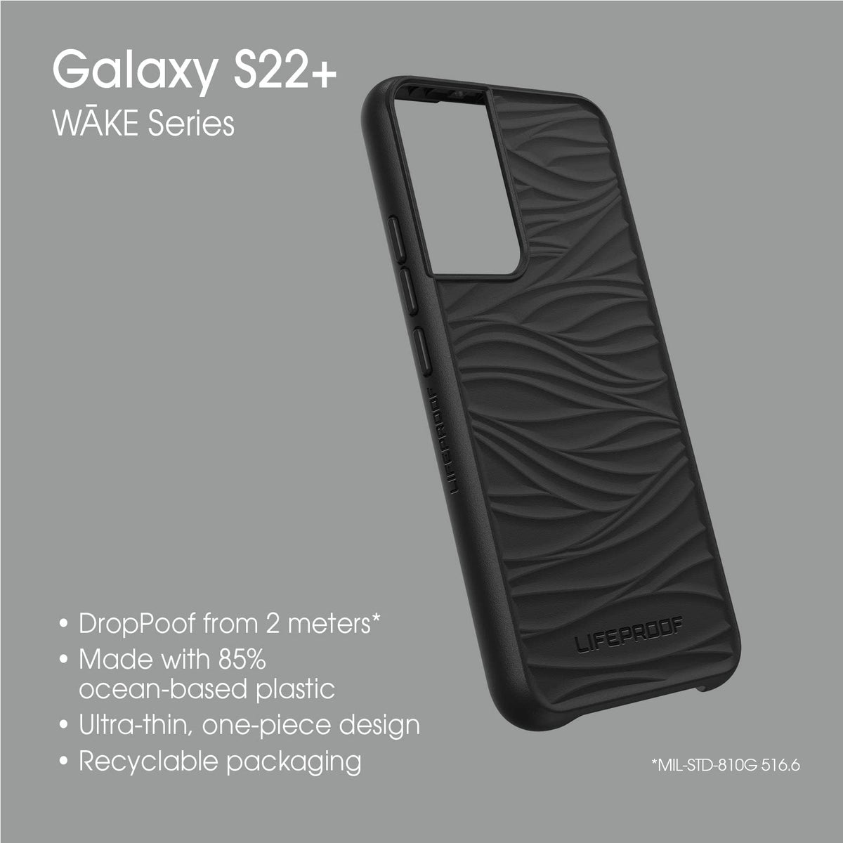 LifeProof OtterBox Wake Series - Funda para Galaxy S22+, Color Negro