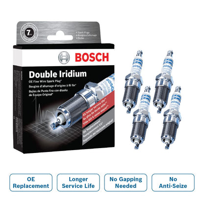 Bosch 96321 OE Bujía Doble Iridio Alambre Fino Pack 4 para Automóviles | Tecnología avanzada de equipos originales con vida útil 4X