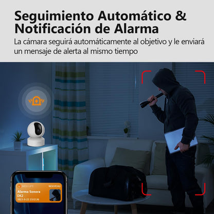 Imou IPC-DK2N Cámara de Seguridad Interior WiFi 2.4GHz con Detección Humana, Visión Nocturna Infrarroja, Alarma Sonora y Audio Bidireccional, Blanco Vigilancia Cámara