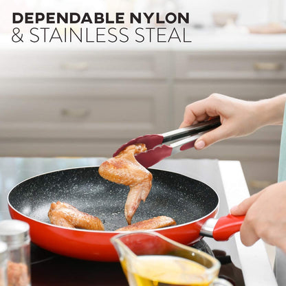 EATEX - Juego de utensilios de cocina, 24 piezas de nailon, juego de espátulas con asas de acero inoxidable, juego de utensilios de cocina resistentes al calor, herramientas y accesorios de cocina