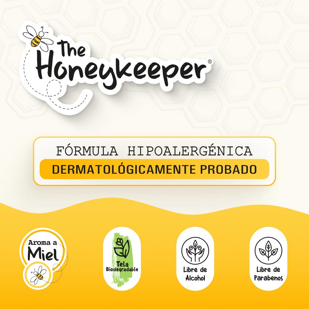 The Honeykeeper, Toallitas Húmedas para Bebé, Tela Biodegradable Aroma a Miel, Caja con 576 Toallitas (8 paquetes de 72 toallitas c/u)