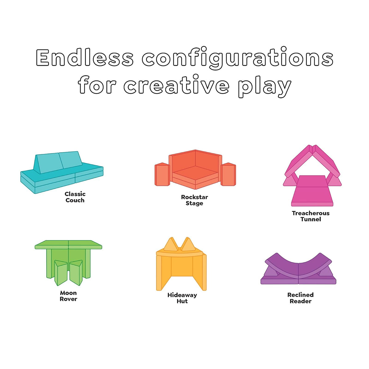 YOURIGAMI - Sofá de Juego para niños y niños pequeños, sofá Plegable Convertible, diseño Modular de Espuma Duradera, Color Azul Laguna
