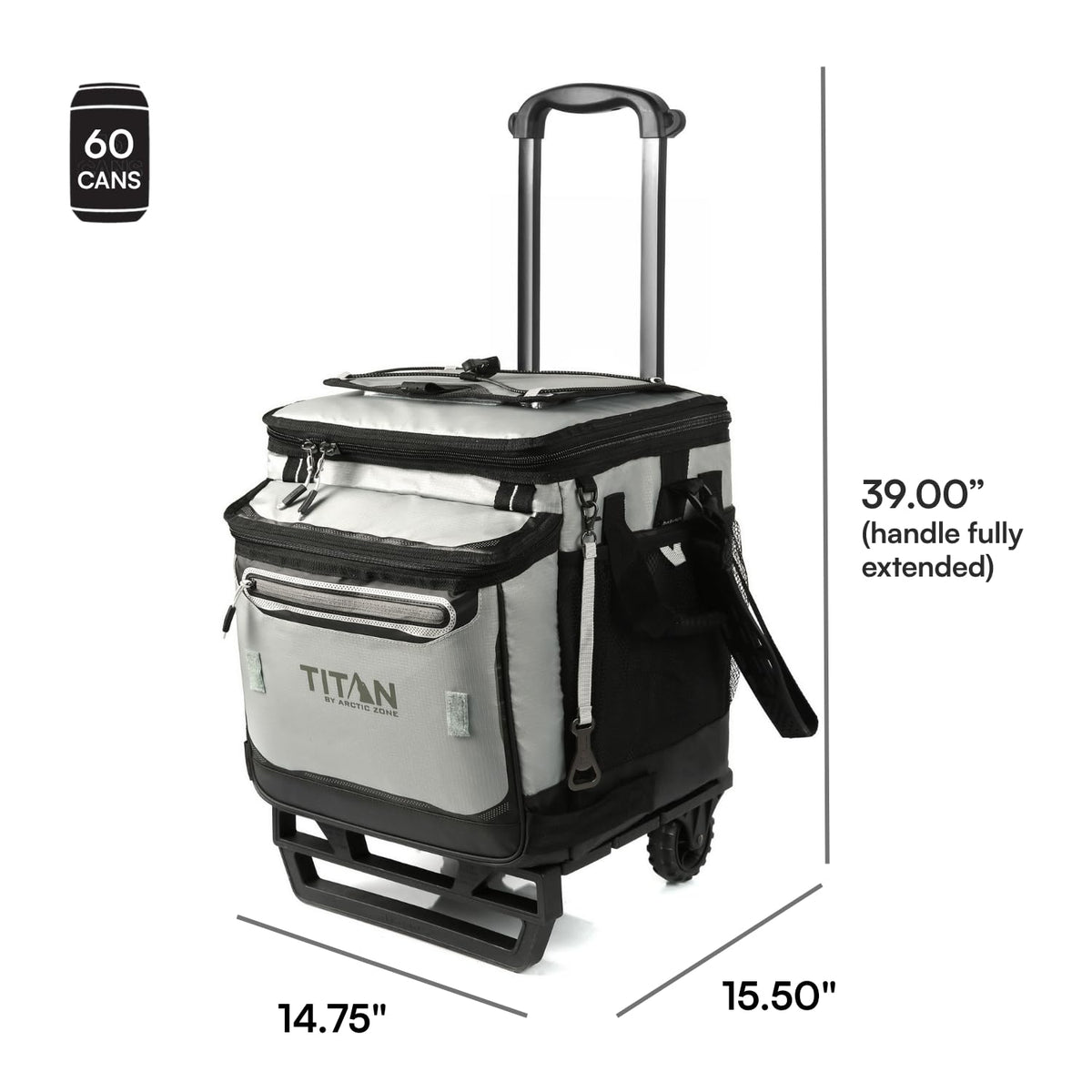 Titan Deep Freeze 60 (50+10) Can Wheeled Cooler - Collapsible Rolling Cooler with Wheels and All-Terrain Cart