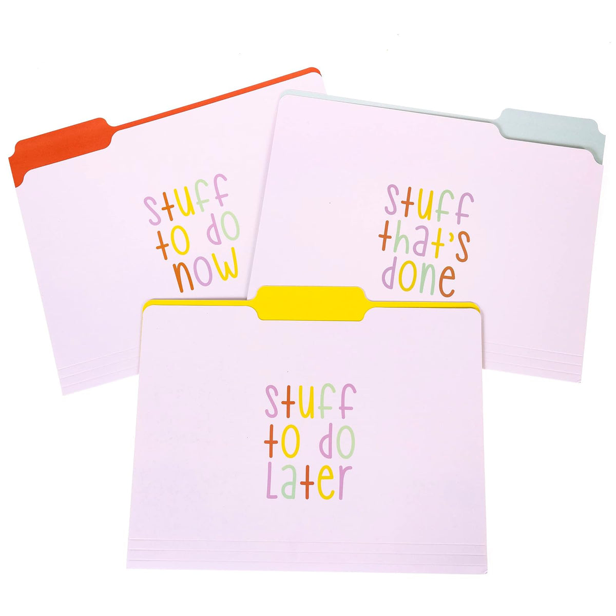 Graphique Designer "Trying My Best" - Carpetas de archivos | Juego de 9 (3 diseños) | Organizadores de tamaño carta | Suministros de oficina decorativos | Cartulina recubierta duradera | Pestañas de - Probar mi mejor