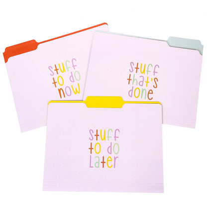 Graphique Designer "Trying My Best" - Carpetas de archivos | Juego de 9 (3 diseños) | Organizadores de tamaño carta | Suministros de oficina decorativos | Cartulina recubierta duradera | Pestañas de - Probar mi mejor