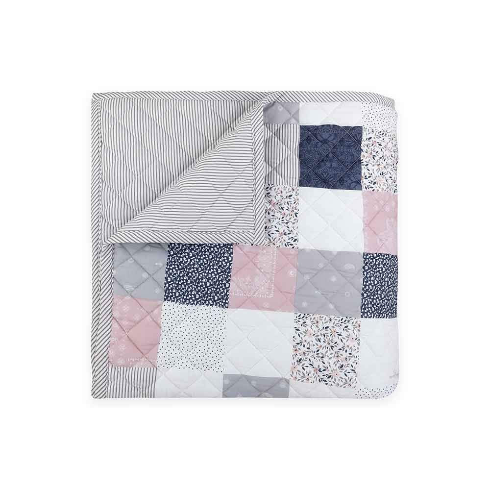 Pepe Jeans, Quilt Individual 100% Algodón, Color Azul, rosa y blanco, Agustina.