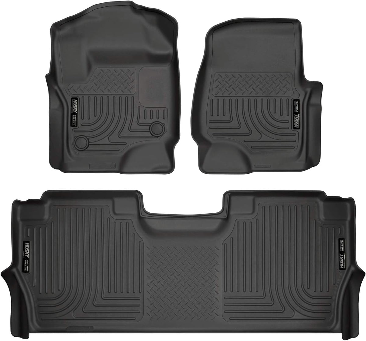 Husky Liners - Revestimiento para Piso de Asiento Delantero y Trasero, Color Negro, Cabina Crew, Combo Set - Weatherbeater Front & 2nd Seat Floor Mats - Weatherbeater