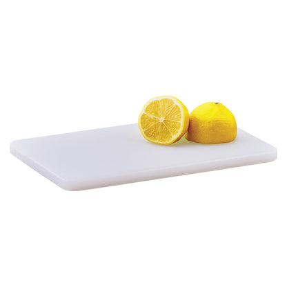 Winco Tabla de cortar, 15.24 cm x 25.40 cm x 1.27 cm, color blanco | Apto para lavaplatos, resistente a las manchas, minimiza el embotamiento, ideal para embutidos, queso