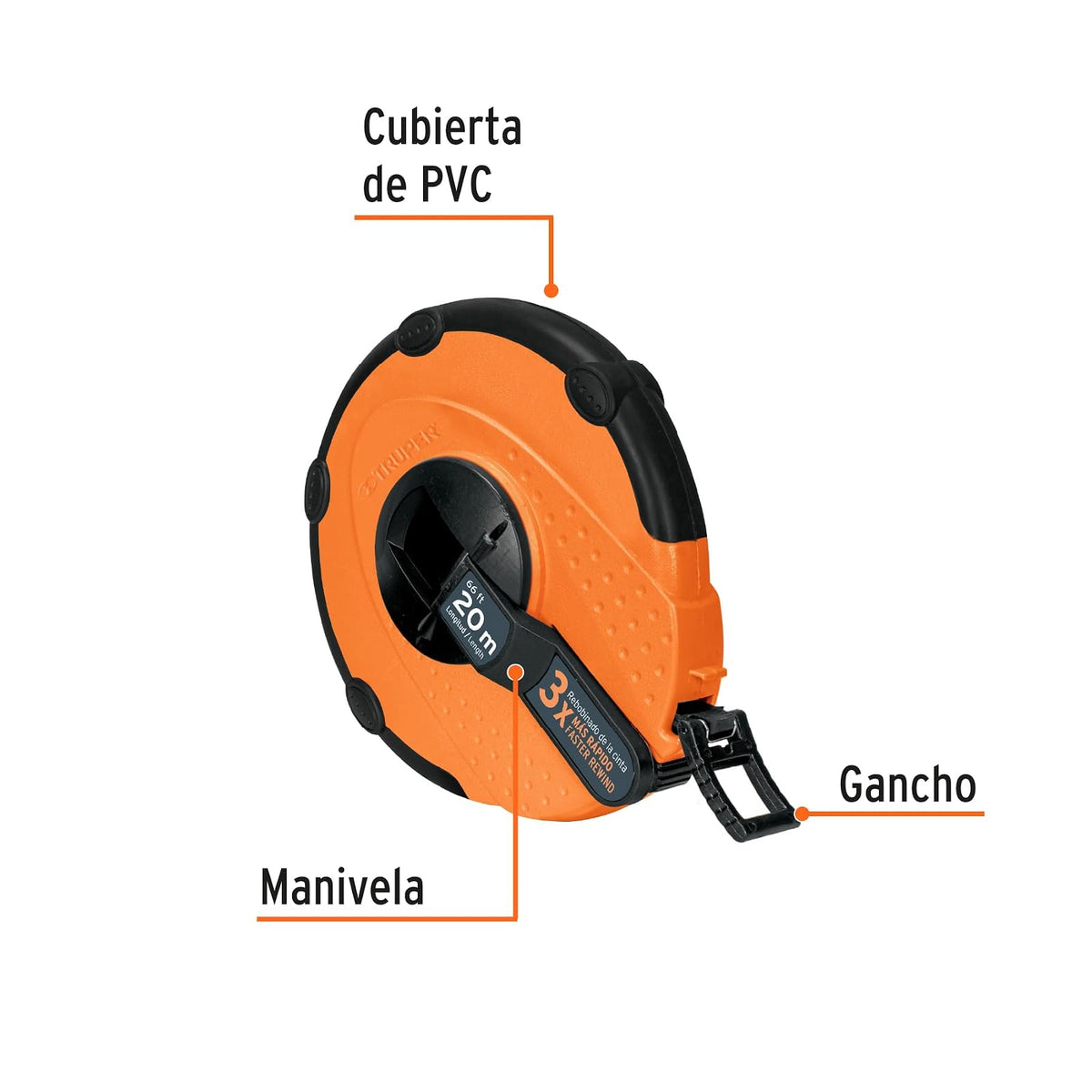 Truper TP20ME, Cinta larga, carcasa plástica, 20 m, metálica