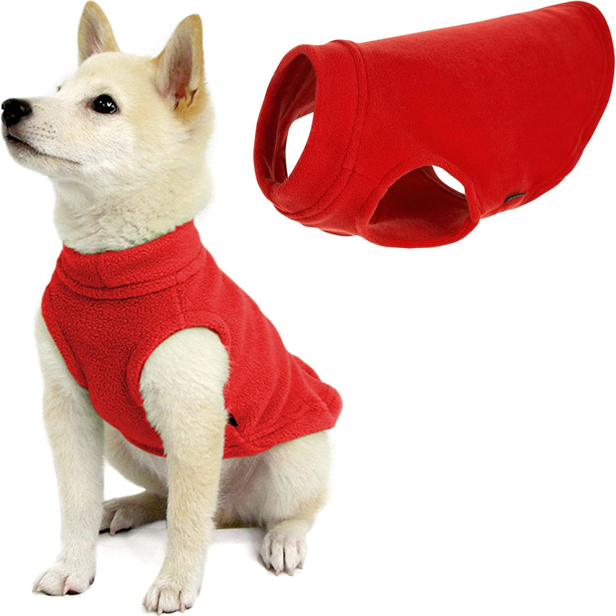 Gooby Chaleco de Forro Polar Elástico para Perro, Clima Frío - rojo - X-Small Longitud: (6")