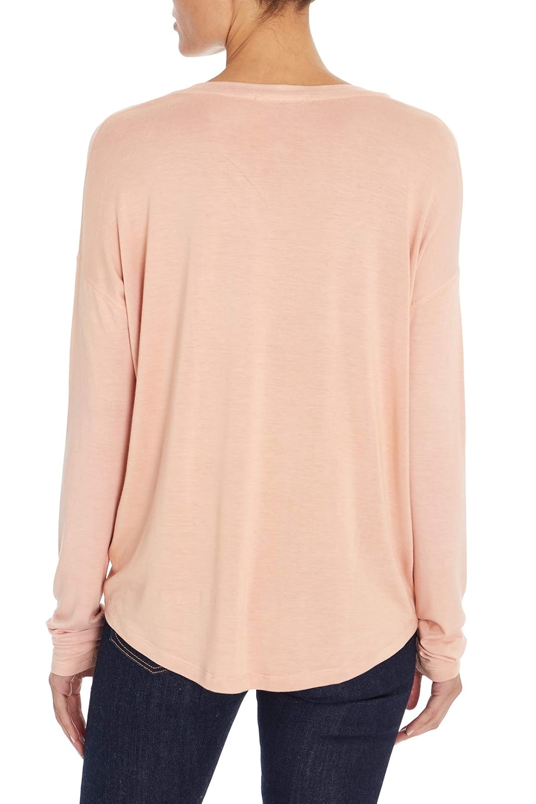 Three Dots Long Sleeve Scoop Hem tee Camiseta Mujer