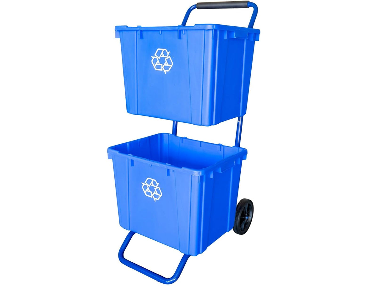 Five Star Carrito de Reciclaje para contenedores de Reciclaje, Capacidad de 200 Libras, Acero, Azul