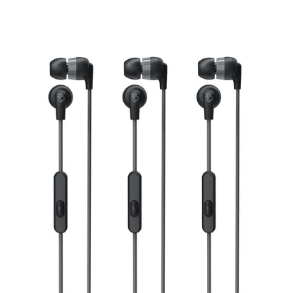 Skullcandy Ink'd+ Audífonos In-Ear Alámbricos con Micrófono, Paquete de 3 - 3 Pack - Negro