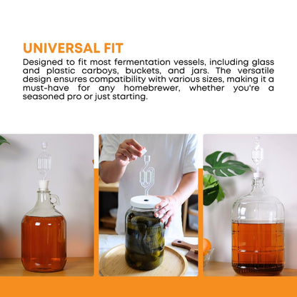 Home Brew Ohio One Gallon Glass Jug With Twin Bubble Airlock, Polyseal Lid, #6 Drilled Stopper by Home Brew Ohio