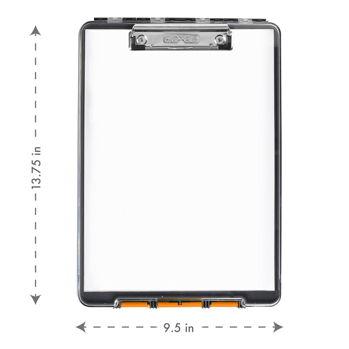 Dexas Clearview Clipcase Portapapeles de borrado en seco, 13.75 x 9.5 pulgadas, naranja. Ver los papeles claramente al aire última intervensión, mantente organizado y seco. Ideal para entrenamiento,