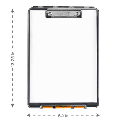Dexas Clearview Clipcase Portapapeles de borrado en seco, 13.75 x 9.5 pulgadas, naranja. Ver los papeles claramente al aire última intervensión, mantente organizado y seco. Ideal para entrenamiento,
