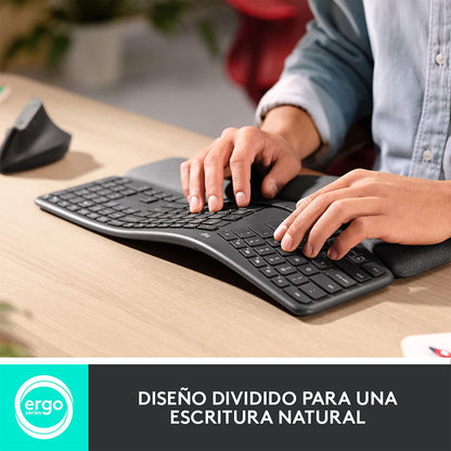Logitech Ergo K860 Teclado Partido, inalámbrico y ergonómico, Negro + G203 LIGHTSYNC Mouse Gaming con Iluminación RGB Personalizable - Negro